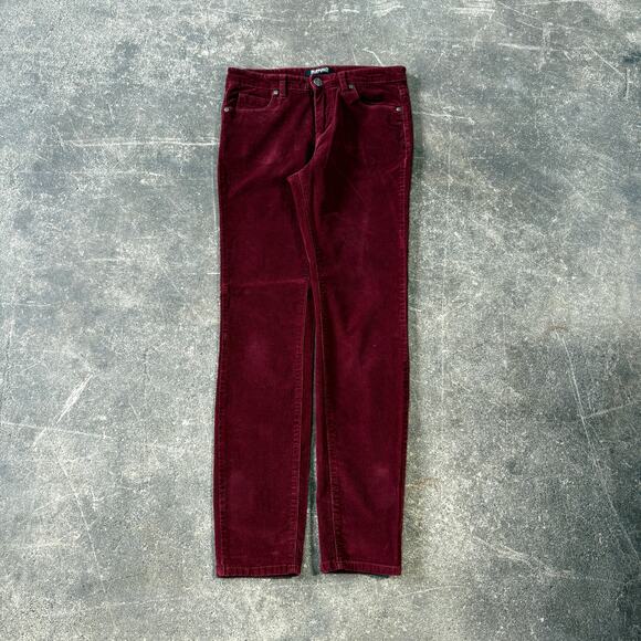 Buffalo David Bitton Corduroy Pants Womens 4 Red Maroon Supreme Skinny Stretch - Picture 1 of 9